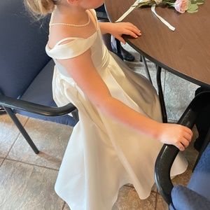 David’s bridal satin flower girl dress ivory